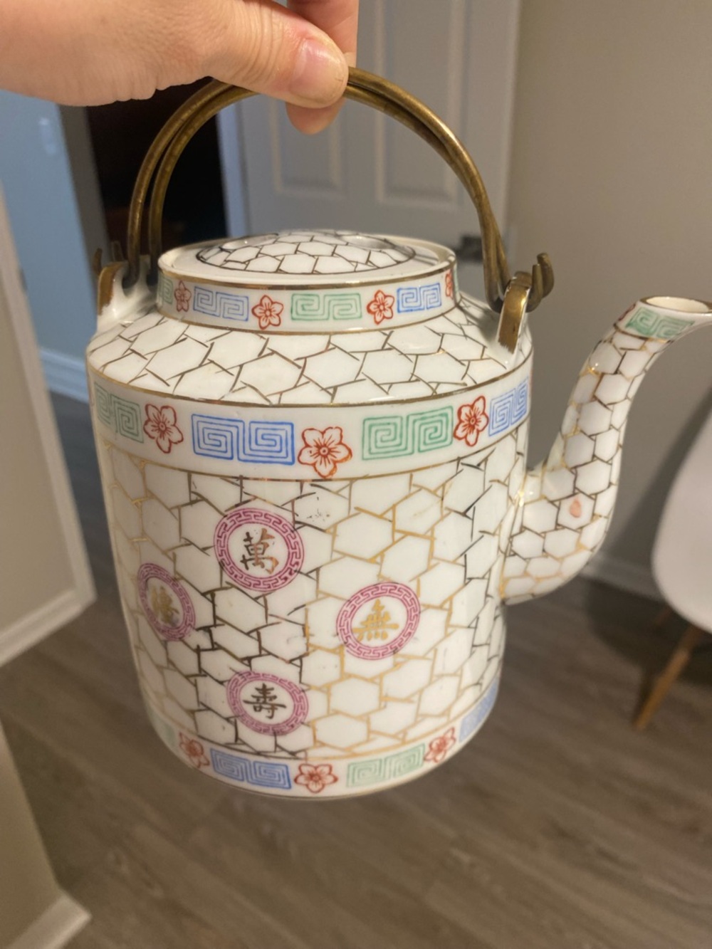 Chinese Porcelain Teapot with Colorful Medallions